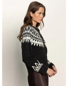 fairisle cardigan in black with white details