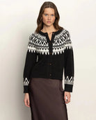 fairisle cardigan in black with white details