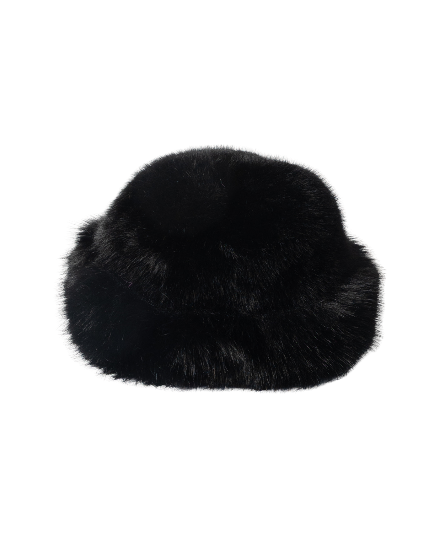 faux fur winter bucket hat in black