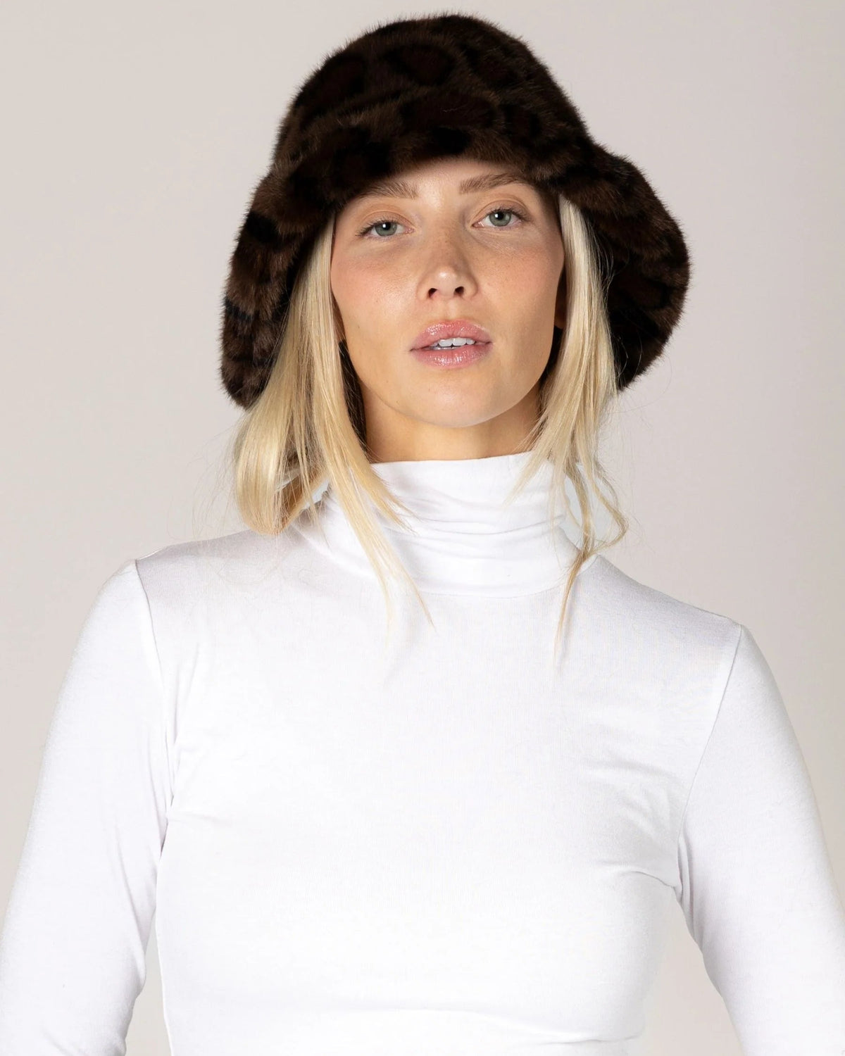 leopard fur faux hat