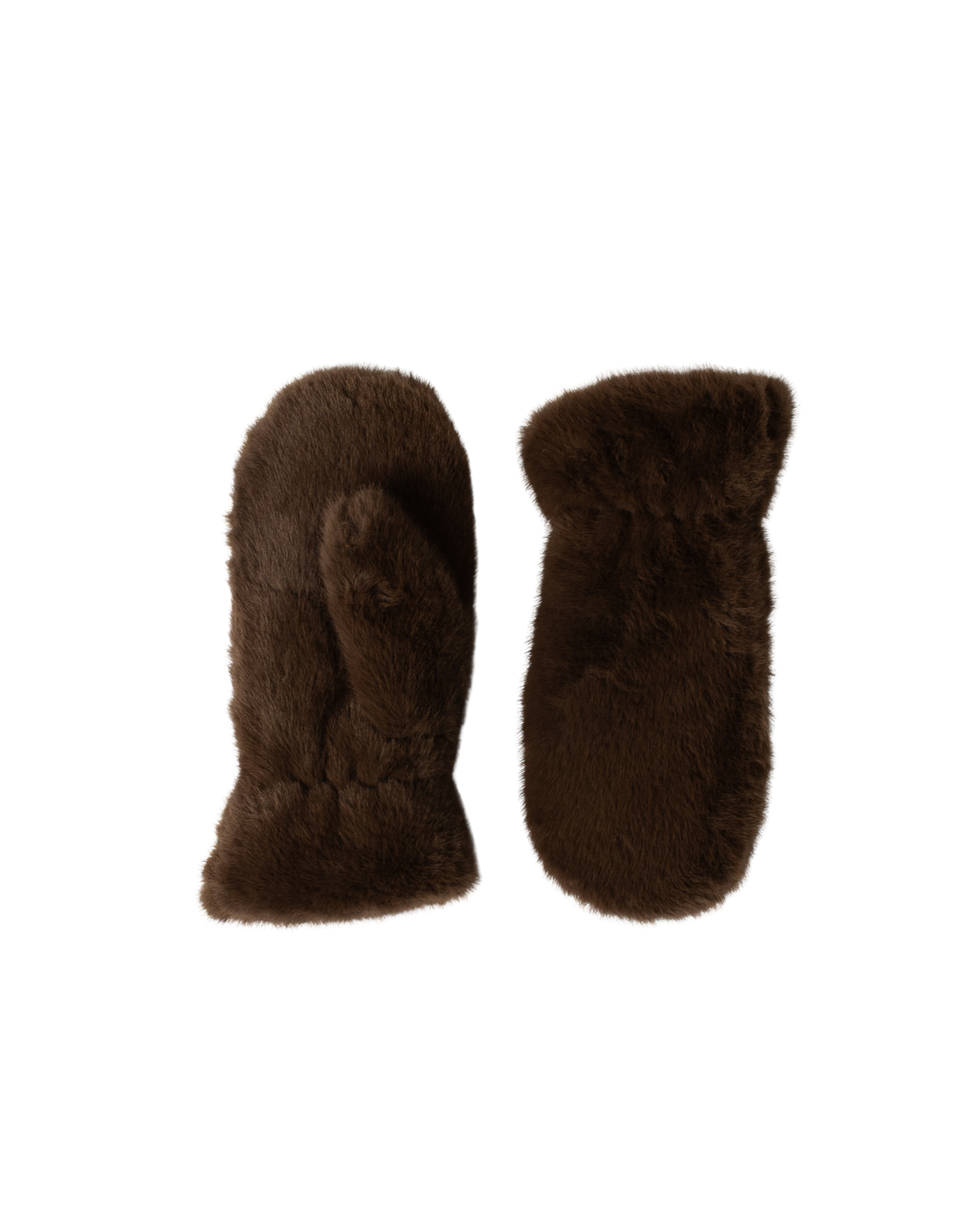 brown faux fur mittens