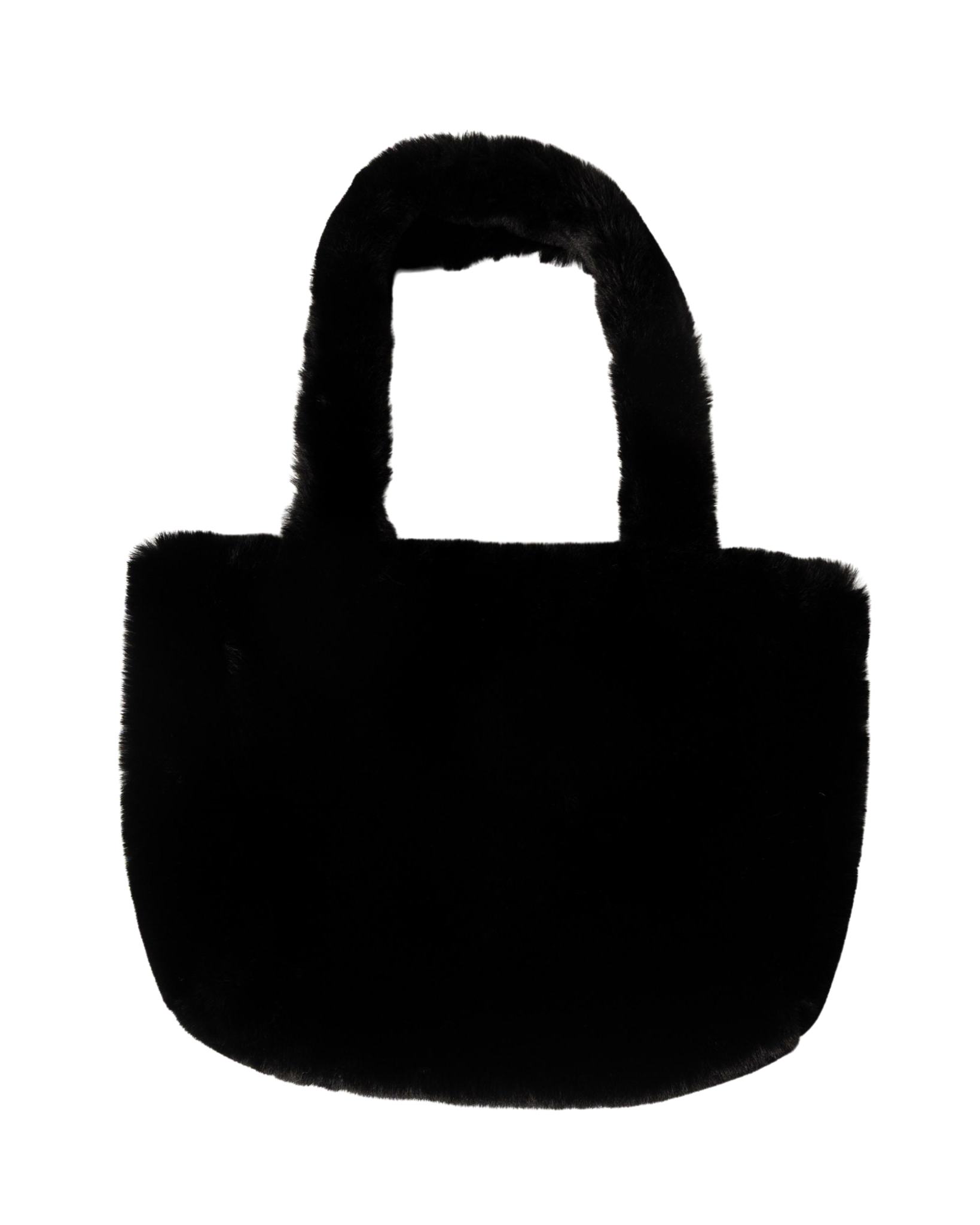 large black faux fur tote bag