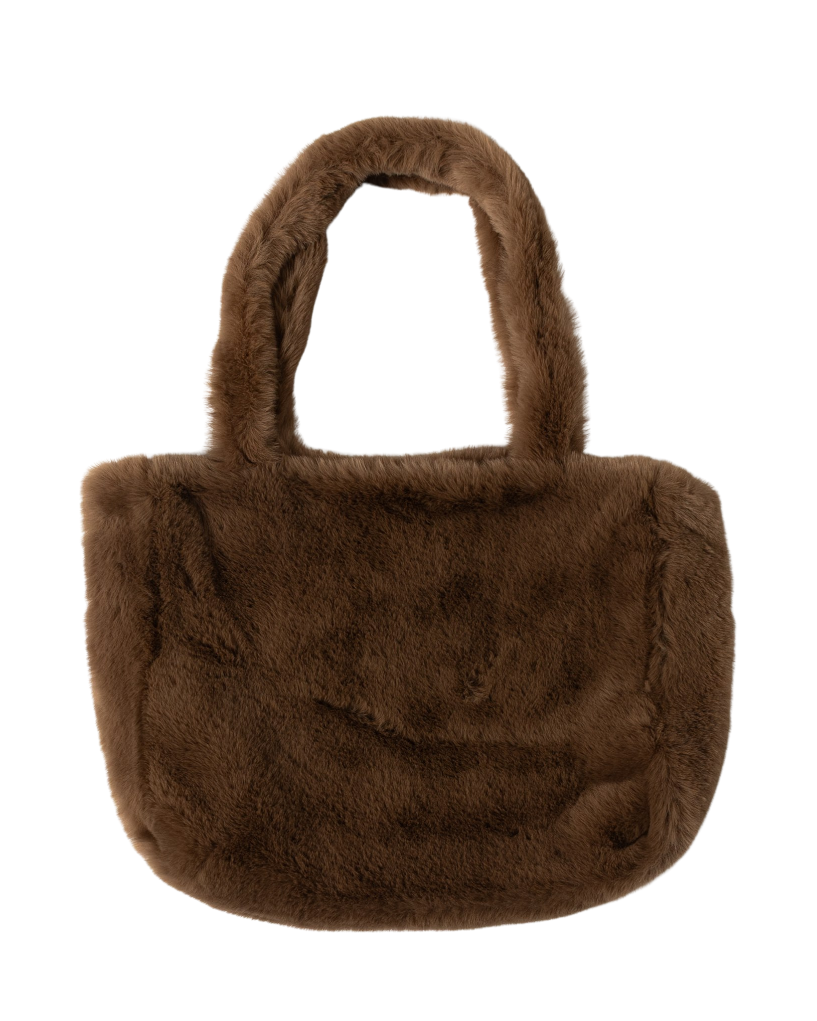 brown faux fur large tote bag