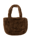 brown faux fur large tote bag
