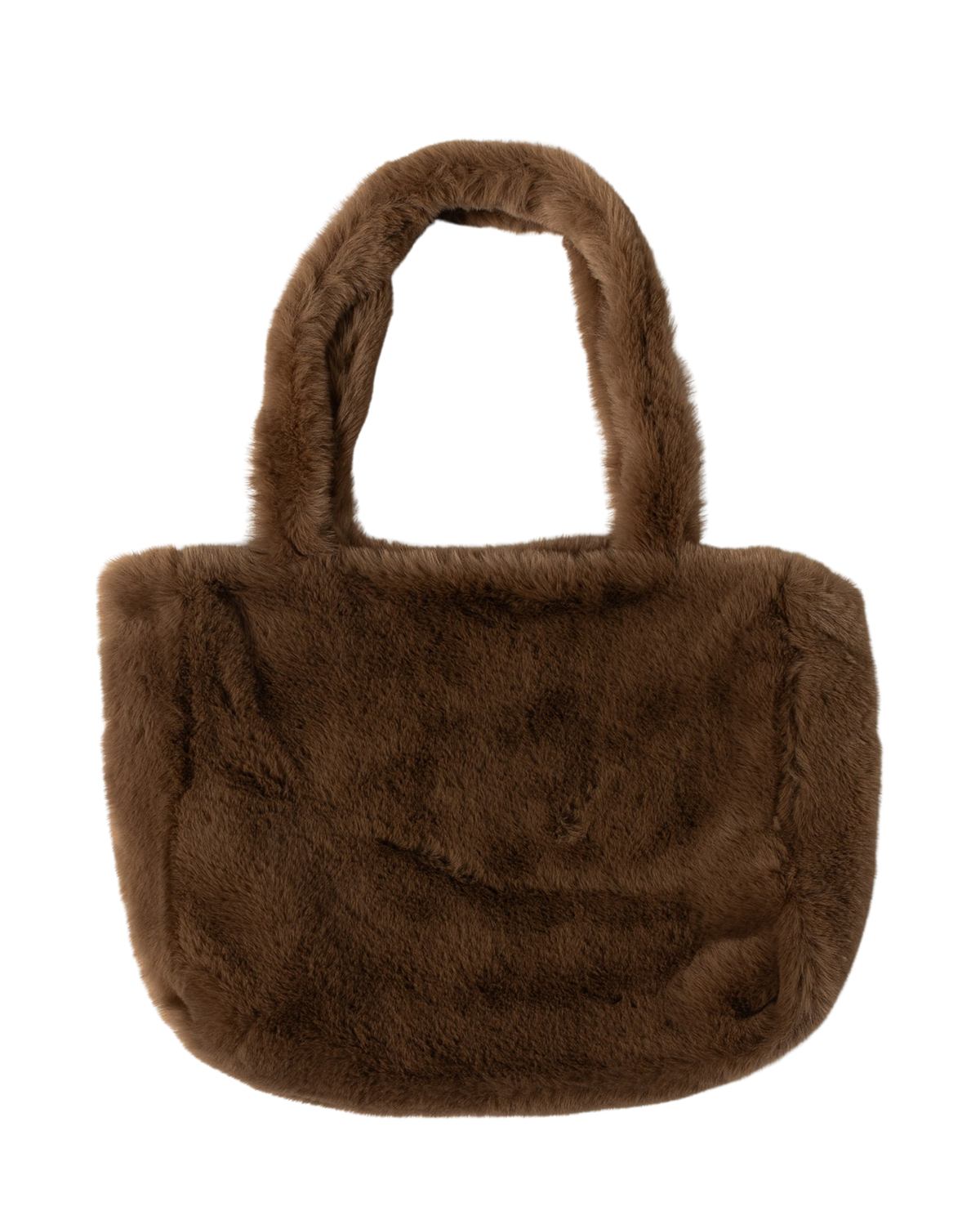 brown faux fur large tote bag