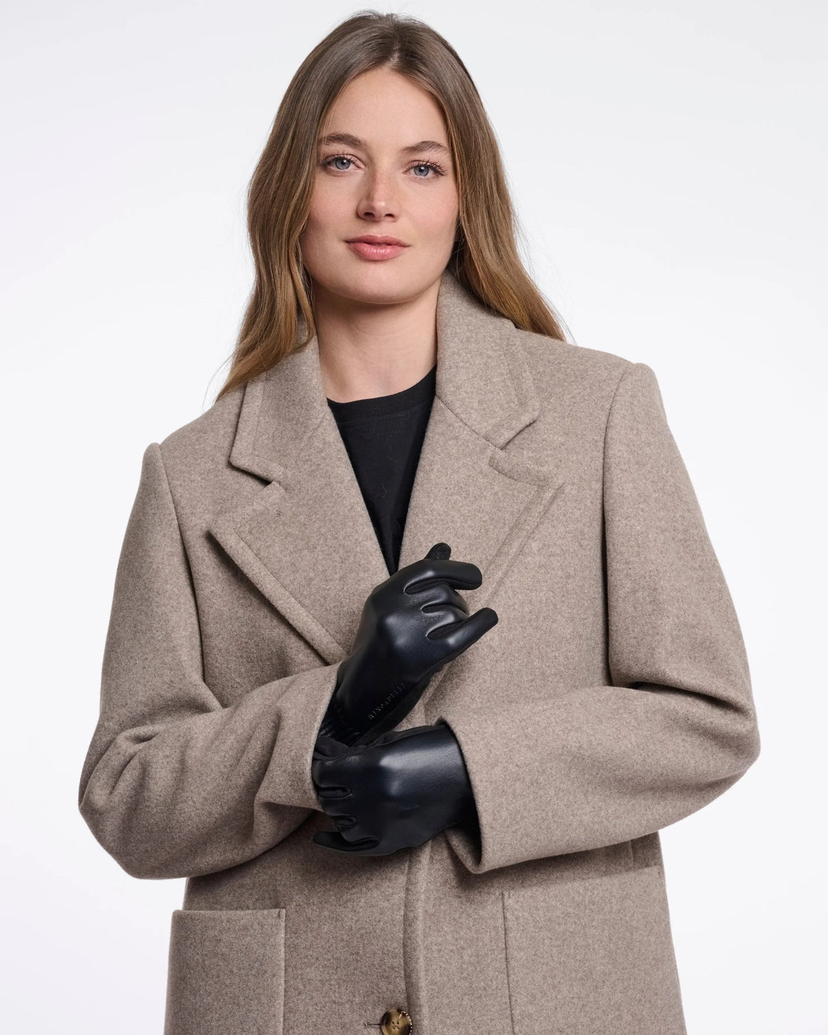 black leather gloves