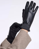 black leather gloves