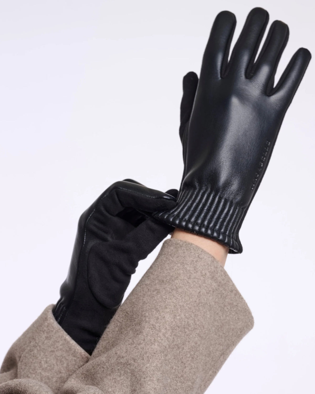 black leather gloves