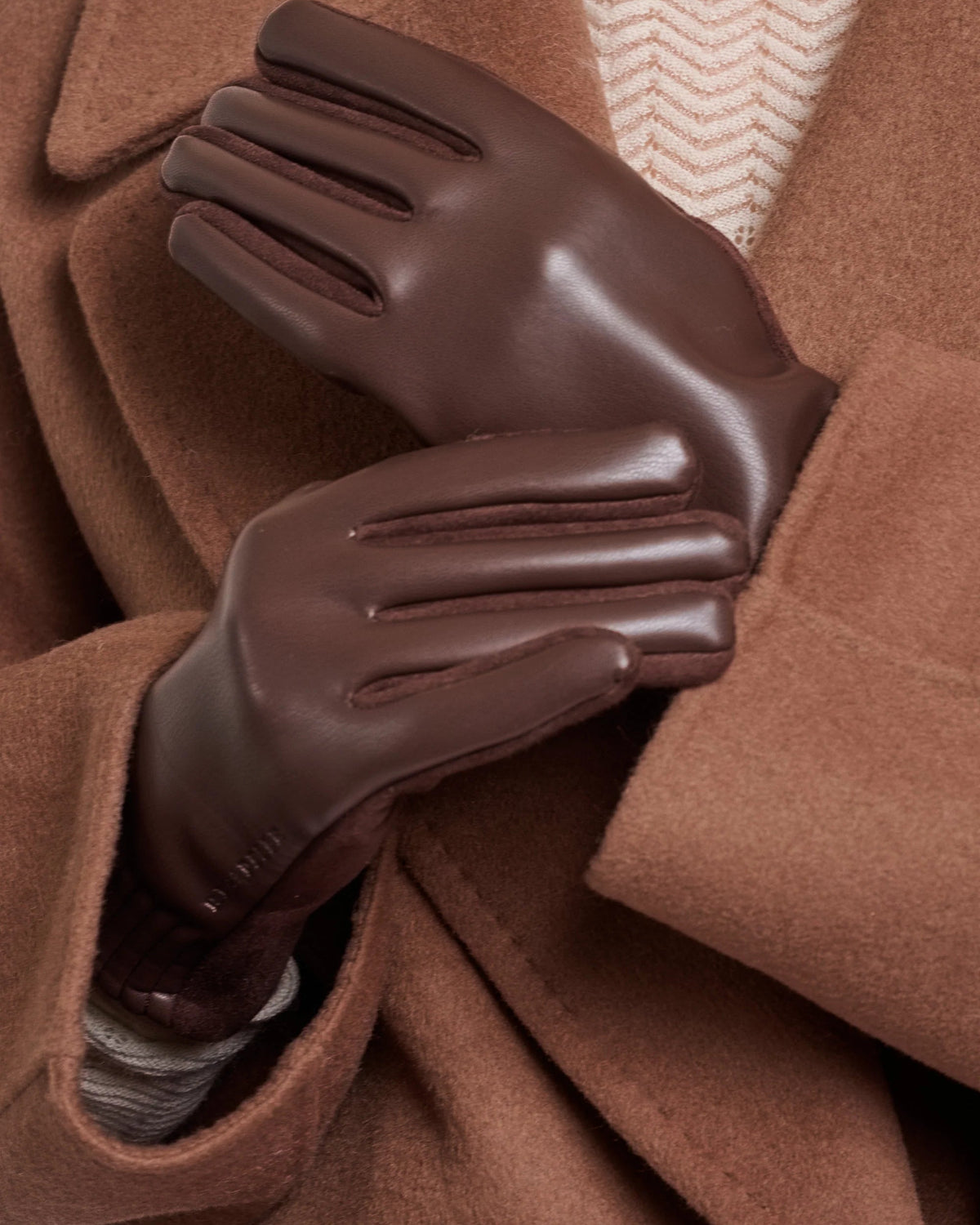brown leather gloves