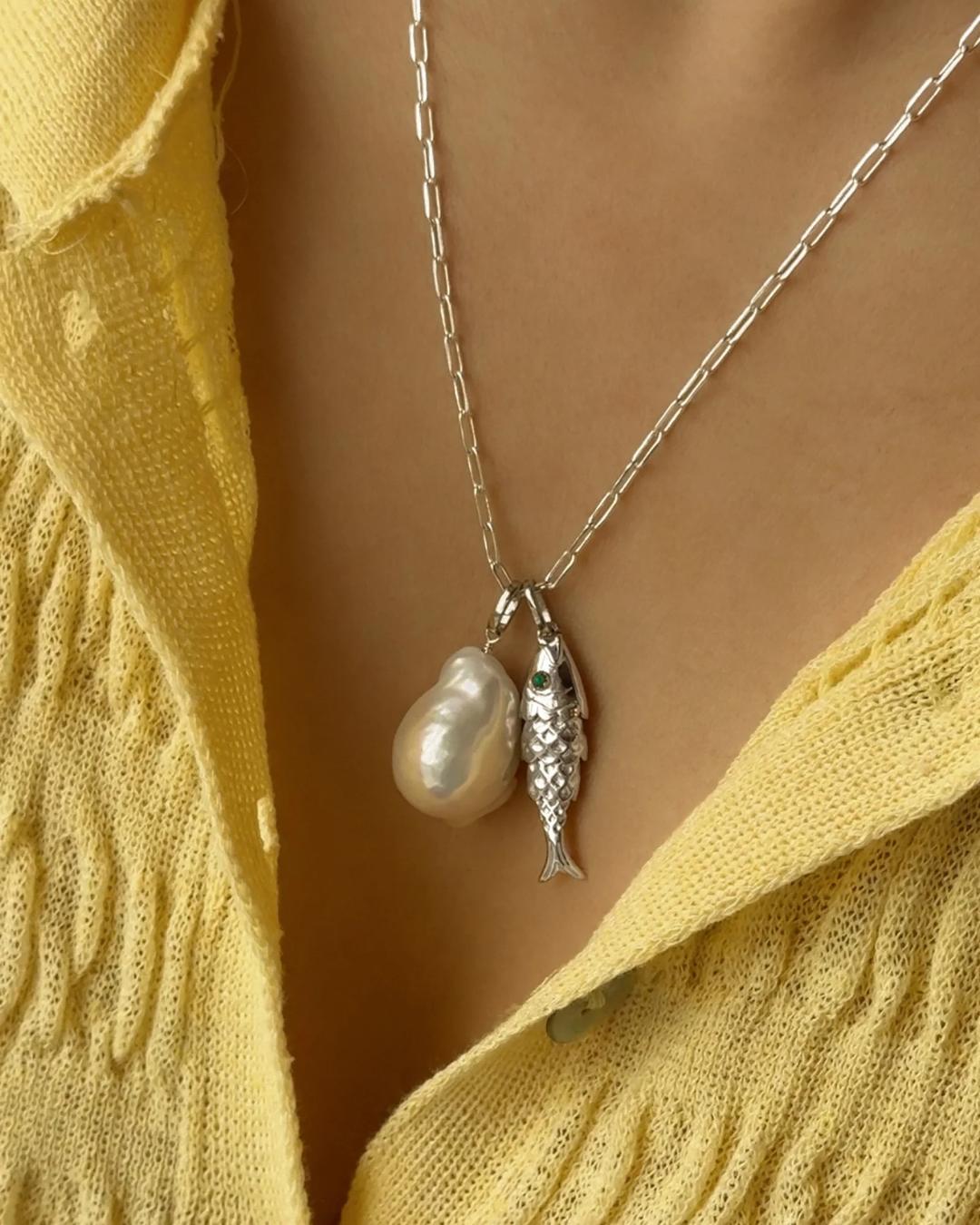 silver fish necklace pendant 