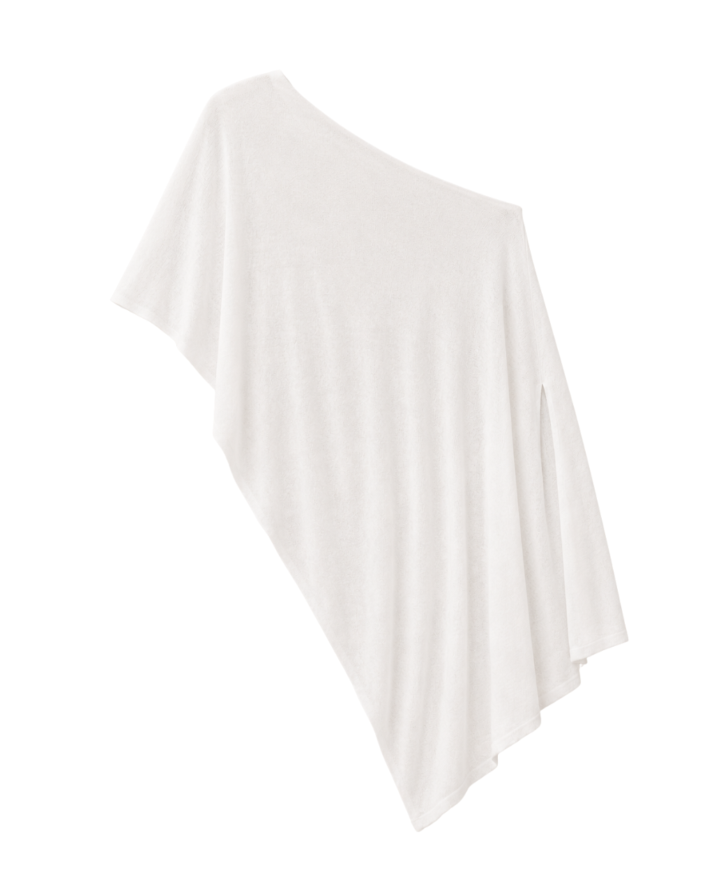 off the shoulder white draped sweater