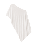 off the shoulder white draped sweater