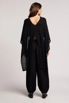 linen off the shoulder cape sweater