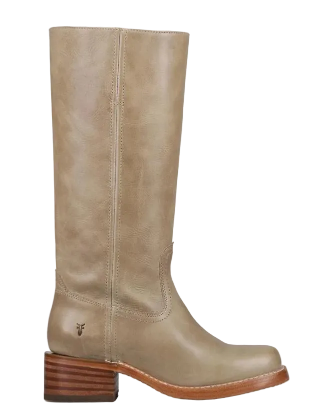 tall leather boot in a brown grey 