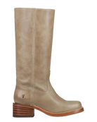 tall leather boot in a brown grey 