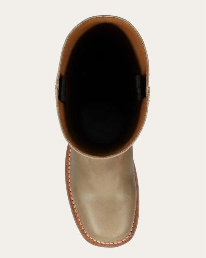 tall leather boot in a brown grey 