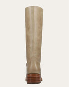 tall leather boot in a brown grey 
