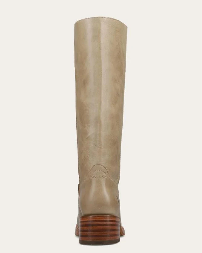 tall leather boot in a brown grey 