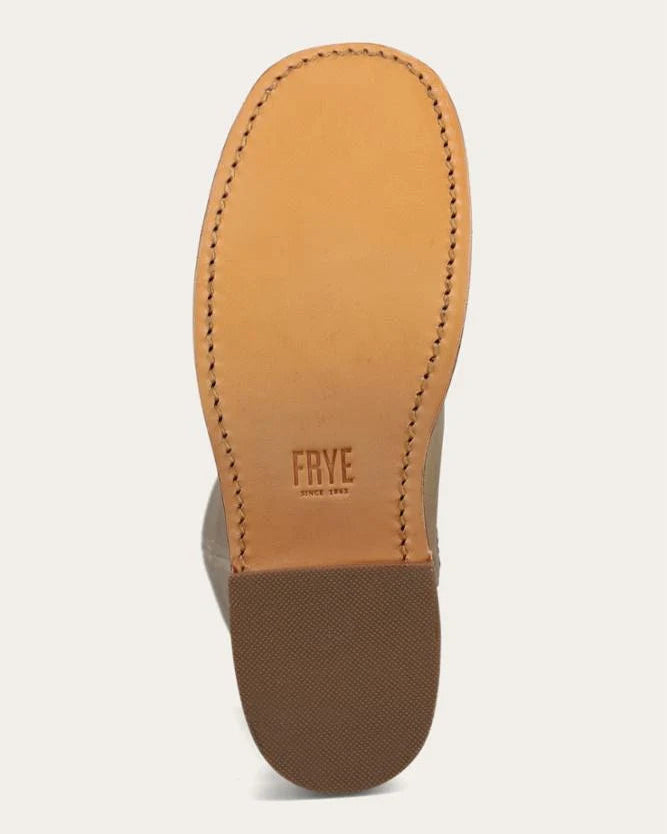 tall leather boot in a brown grey 