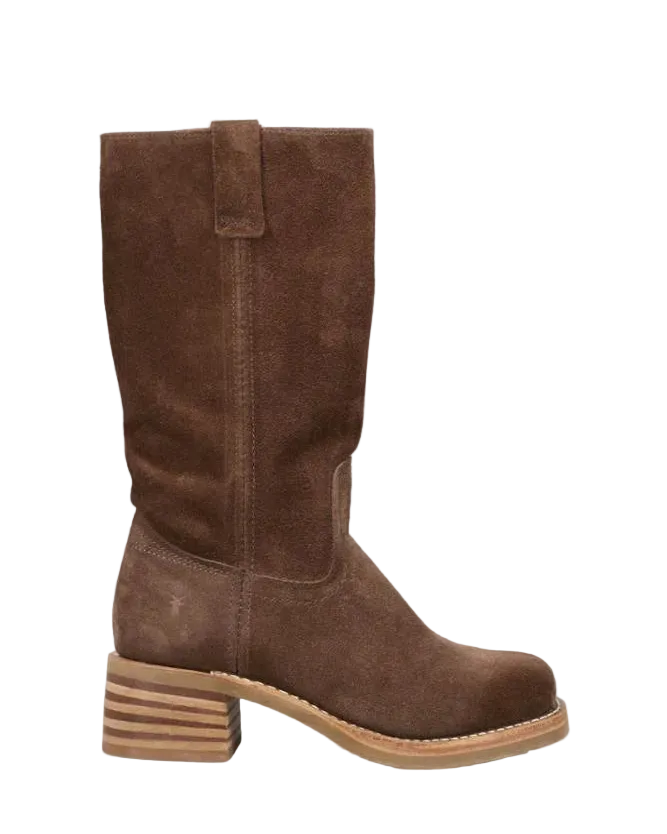 dark brown suede tall boot