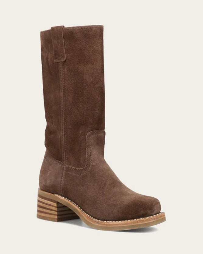 dark brown suede tall boot