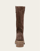dark brown suede tall boot