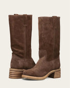 dark brown suede tall boot