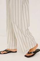 wide leg pant in cream with pinstripe