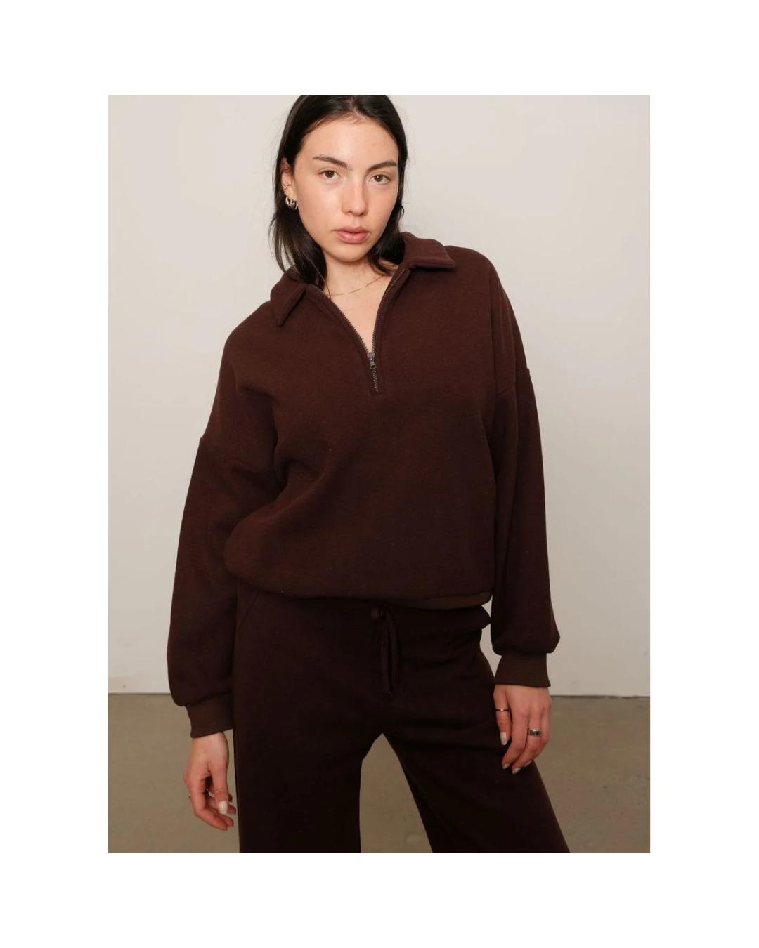 brown half zip polo sweater