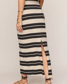 midi striped skirt in black and beige