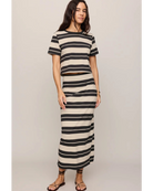 midi striped skirt in black and beige