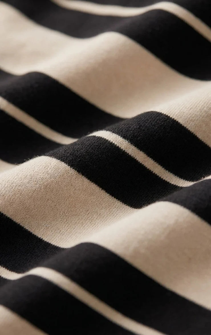 midi striped skirt in black and beige