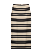 midi striped skirt in black and beige