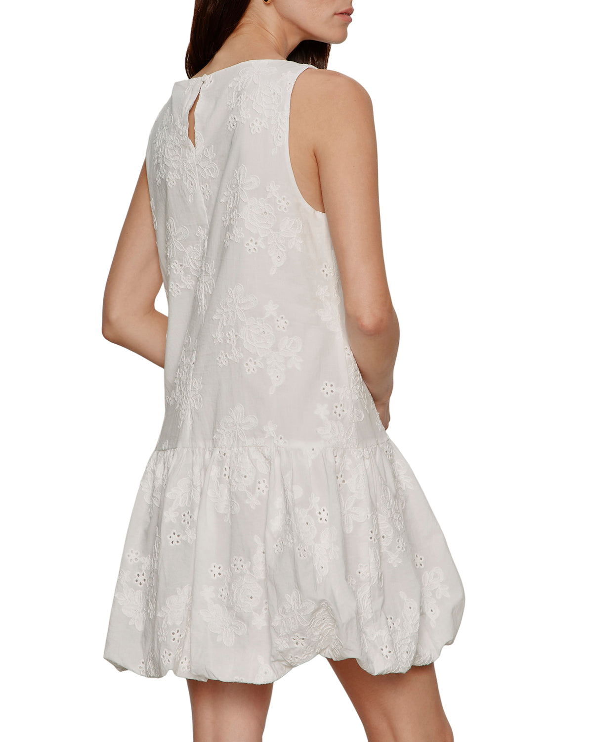 eyelet mini bubblek dress in white