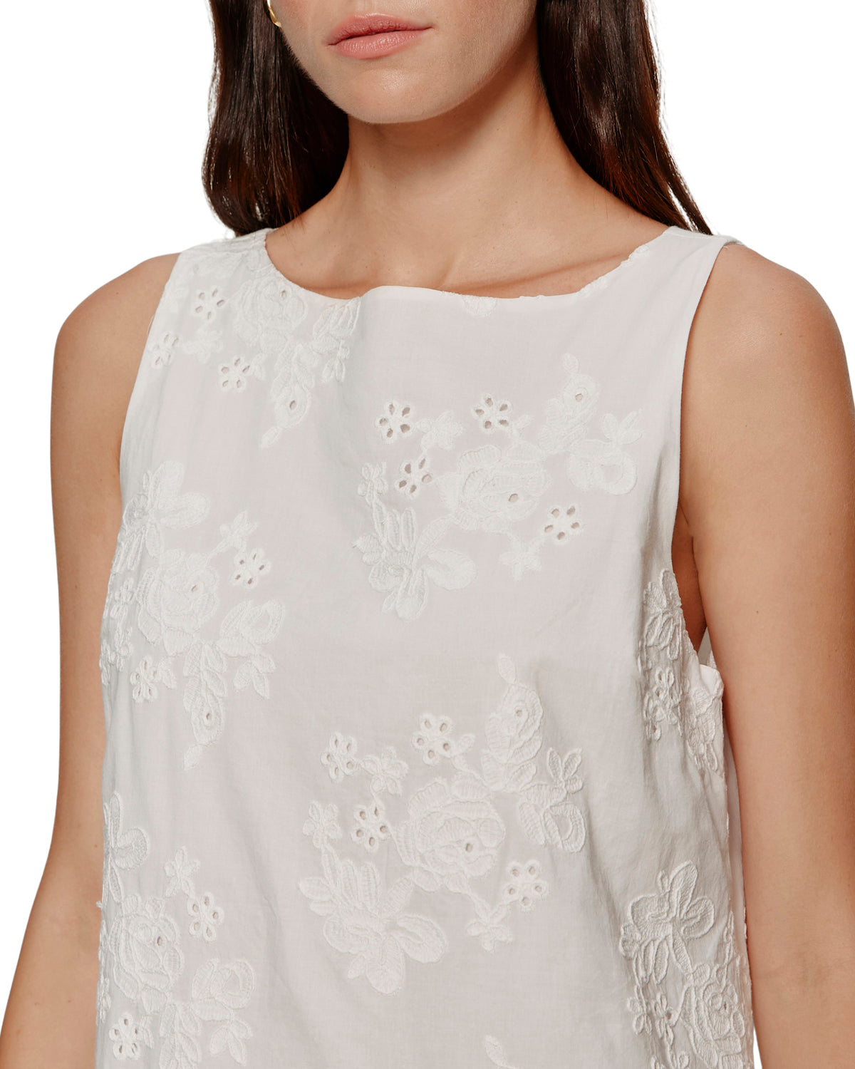 eyelet mini bubble dress in white