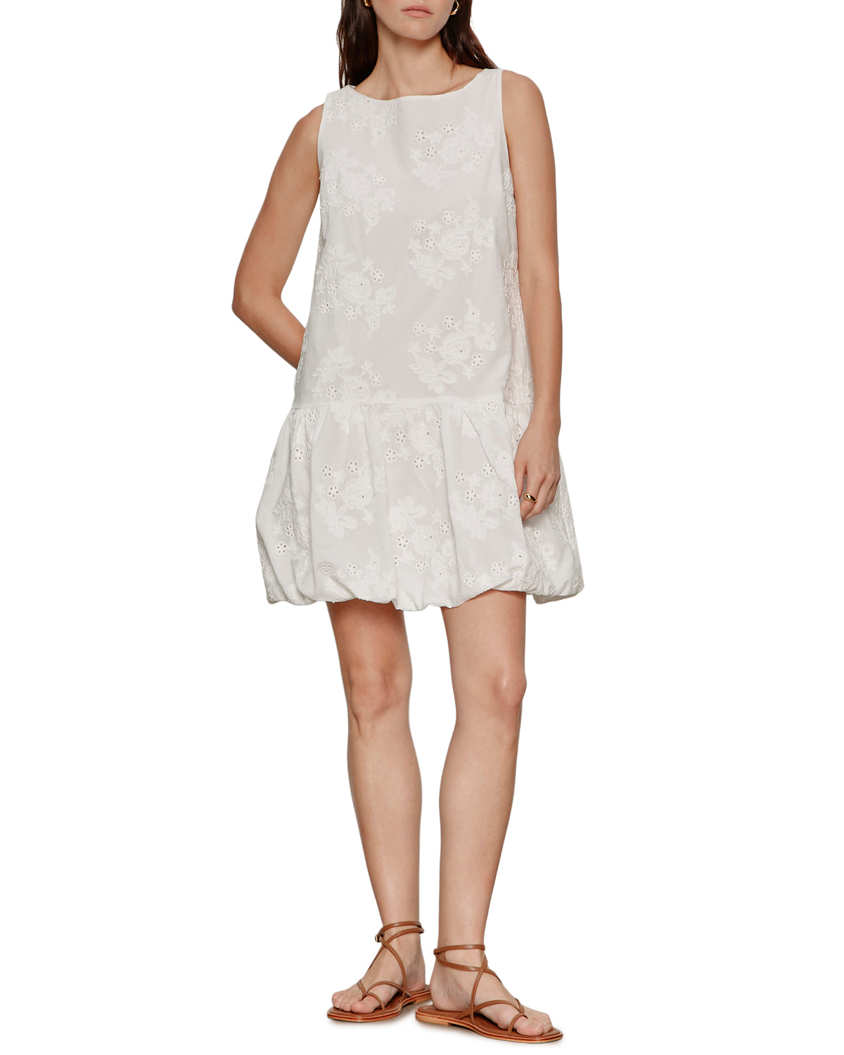 eyelet mini bubblek dress in white