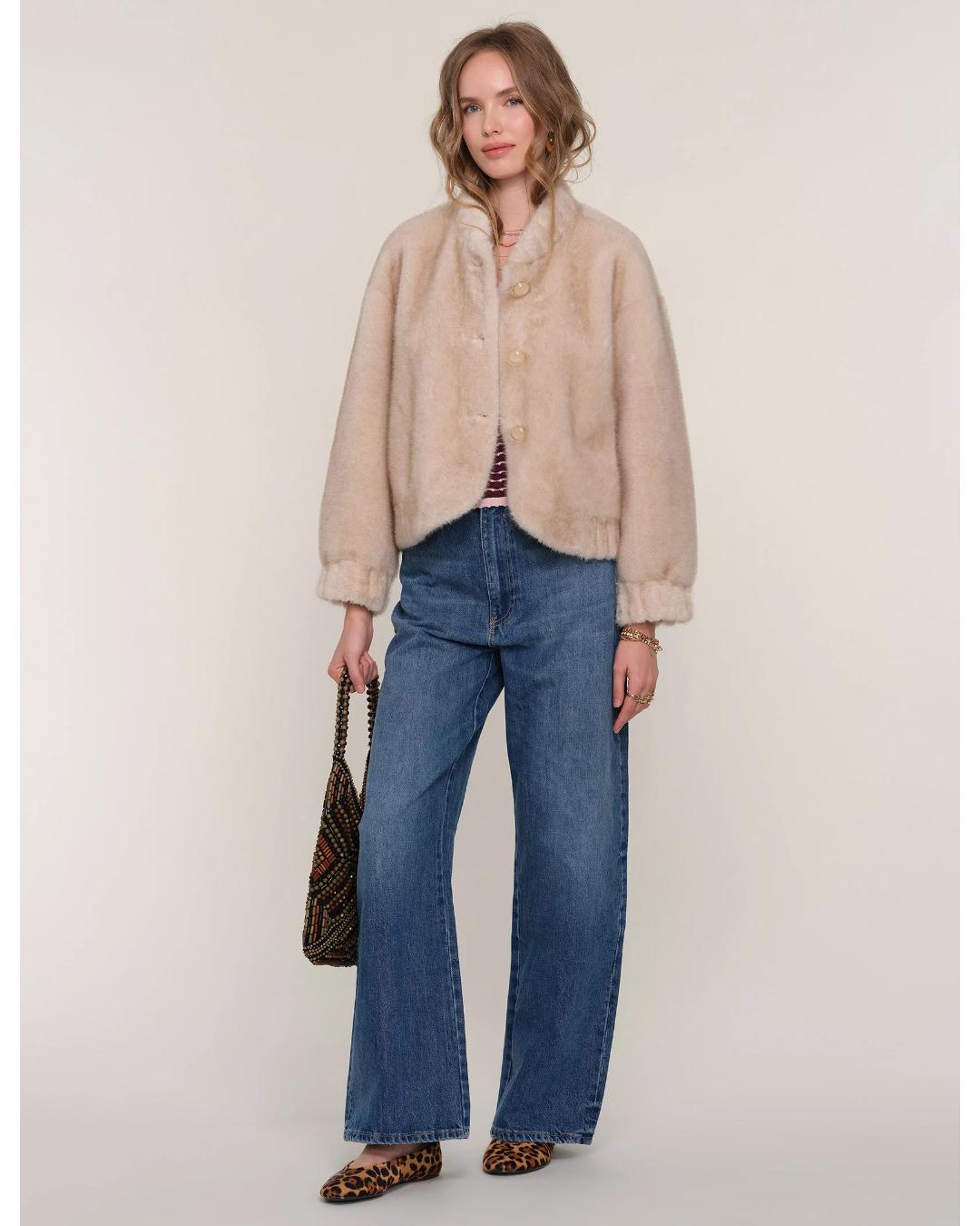 faux fur coat in beige