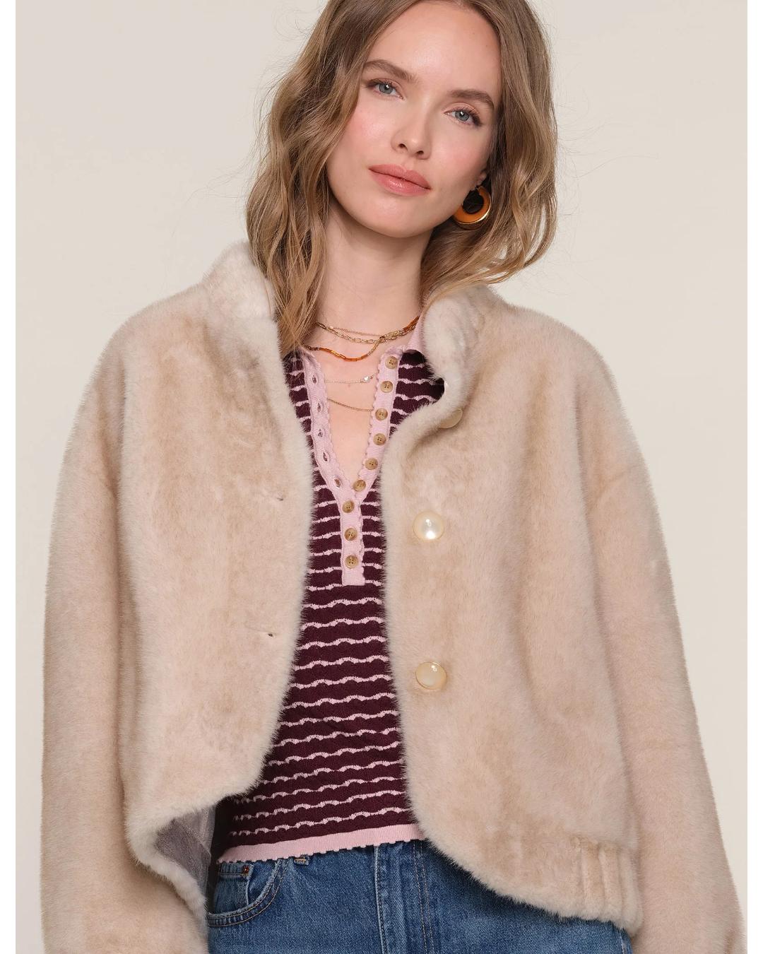 faux fur coat in beige
