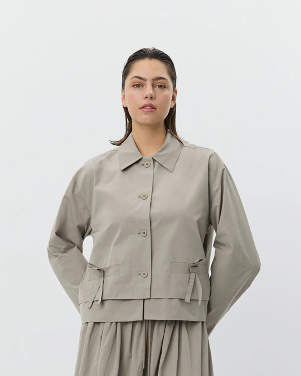 light khaki green crop jacket