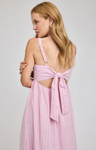 pink stripe midi summer dress