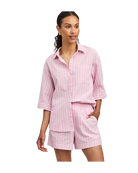 pink stripe short sleeve button down