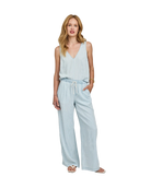 wide leg blue stripe pant with drawstring