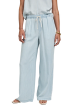 wide leg blue stripe pant with drawstring