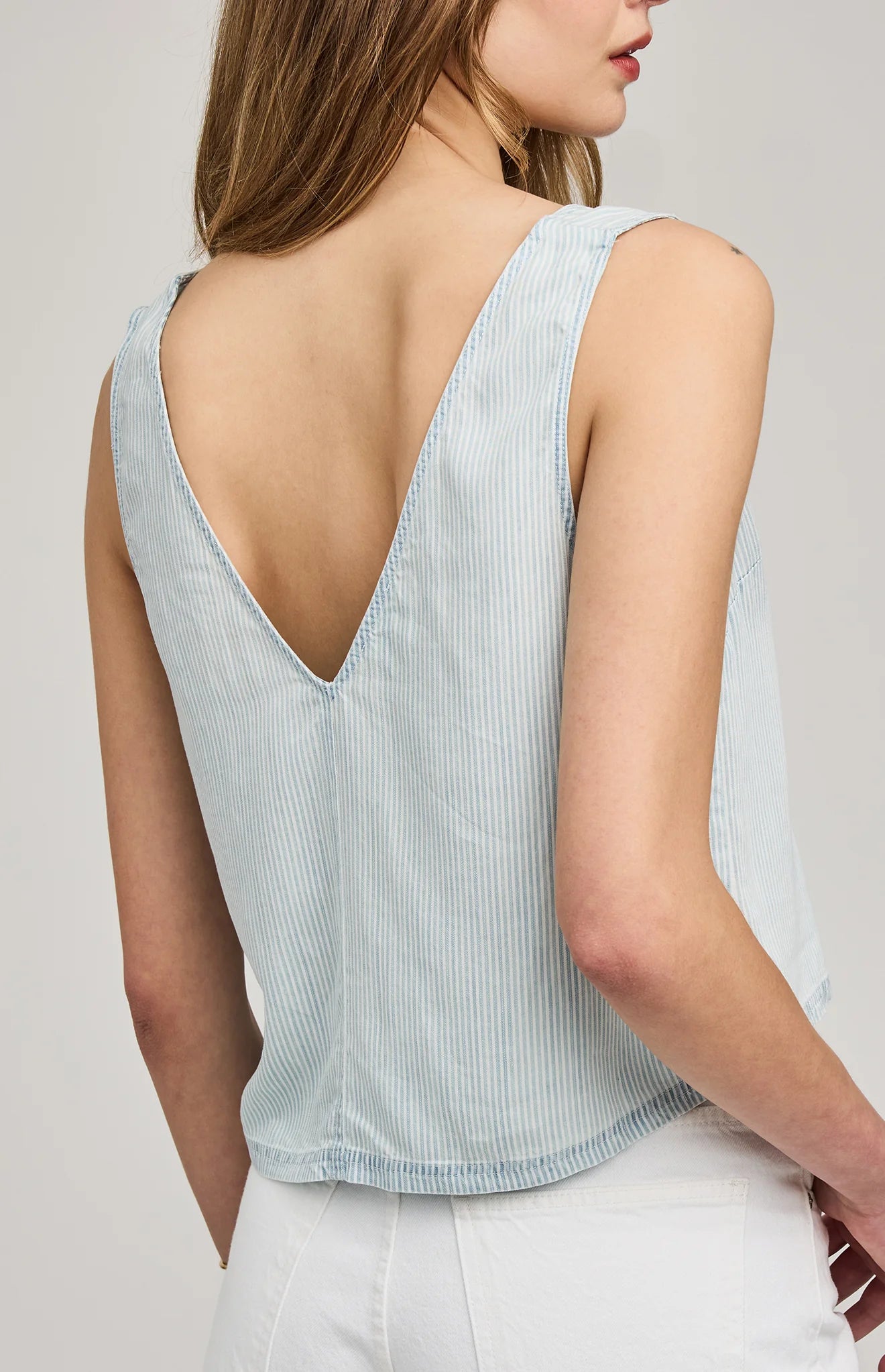 blue stripe v-neck tank top 