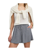 navy gingham shorts with a drawstring