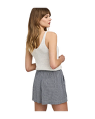 navy gingham shorts with a drawstring