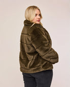 Gentle Fawn Faux Fur Jacket in Olive Green