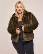 Gentle Fawn Faux Fur Jacket in Olive Green