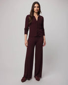wide leg ribbed sweatpant in dark red