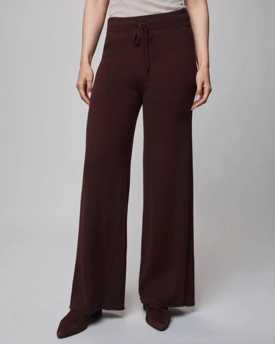 wide leg ribbed sweatpant in dark red
